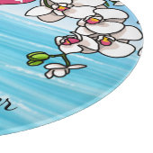 Planche À Découper Anniversaire personnalisé Orchidées de plage tropi (Coin)