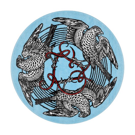 Planche À Découper Antique Bookplate Trois Hawks William de Morgan (Devant)