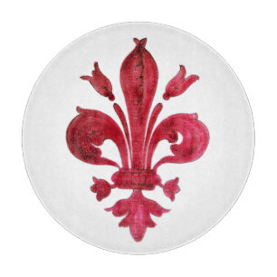 Planche À Découper ANTIQUE FLEUR ROUGE DE LIS EN Héraldique BLANC