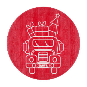 Planche À Découper Aperçu camion de Noël Père Noël voiture vue avant