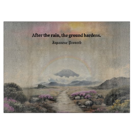 Planche À Découper Après la pluie (aquarelle japonaise paysage art) (Devant)