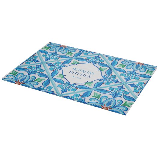 Planche À Découper Aqua Blue Talavera cadeaux monogrammed customisé (Coin)