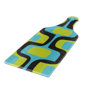 Planche À Découper Aqua et Chartreuse Mid Century Mod Motif rétro