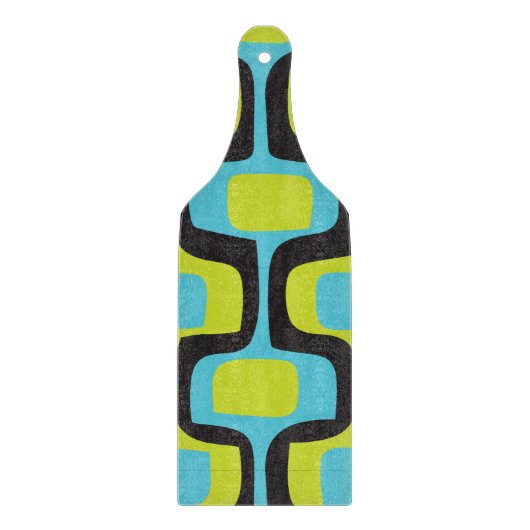 Planche À Découper Aqua et Chartreuse Mid Century Mod Motif rétro (Devant)
