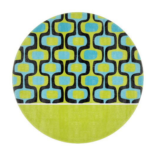 Planche À Découper Aqua Lime Black Mid Century Mod Retro Motif (Devant)