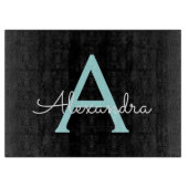 Planche À Découper Aqua Teal Blue Script Girly Monogram (Devant)