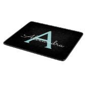 Planche À Découper Aqua Teal Blue Script Girly Monogram (Coin)