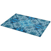 Planche À Découper Aquarelle Abstraite Floral Denim Blue (Coin)