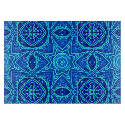 Planche À Découper Aquarelle Abstraite Florale Denim Bo coupe bleue (Devant)