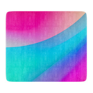 Planche À Découper Aquarelle abstraite pastel ombré rose bleu