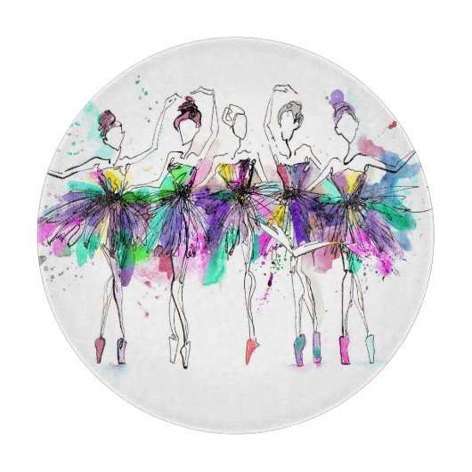 Planche À Découper Aquarelle Ballerinas : Bright Dance Illustration (Devant)