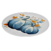 Planche À Découper Aquarelle Bleu Citrouilles et feuilles d'automne (Coin)