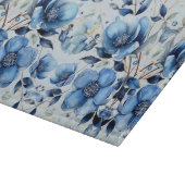 Planche À Découper Aquarelle Bleu Fleurs Coupe (Coin)