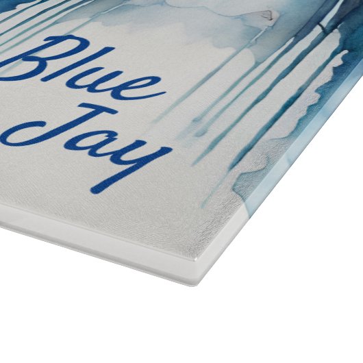 Planche À Découper Aquarelle bleu Jay Cherry Blossoms (Coin)