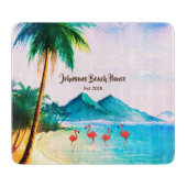 Planche À Découper Aquarelle Bleu Vert Tropical (Devant)