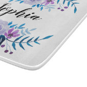 Planche À Découper Aquarelle bleu violet couronne florale Texte perso (Coin)