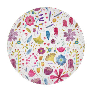 Planche À Découper Aquarelle Botanique Fleur sauvage Peinture de haie