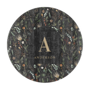 Planche À Découper Aquarelle botanique floral moody noir moderne