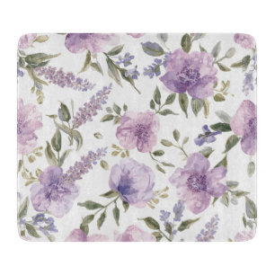 Planche À Découper Aquarelle botanique florale violette lavande