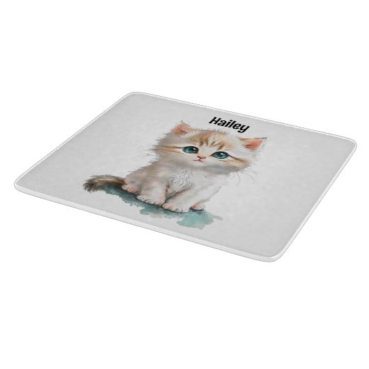 Planche À Découper Aquarelle chaton adorable avec yeux bleus (Coin)