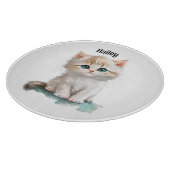 Planche À Découper Aquarelle chaton adorable avec yeux bleus (Coin)
