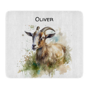 Planche À Découper Aquarelle Chèvre de ferme, sur mesure