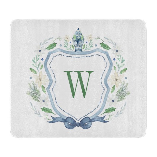 Planche À Découper Aquarelle Chinoiserie Ginger Jar Monogram Crest (Devant)