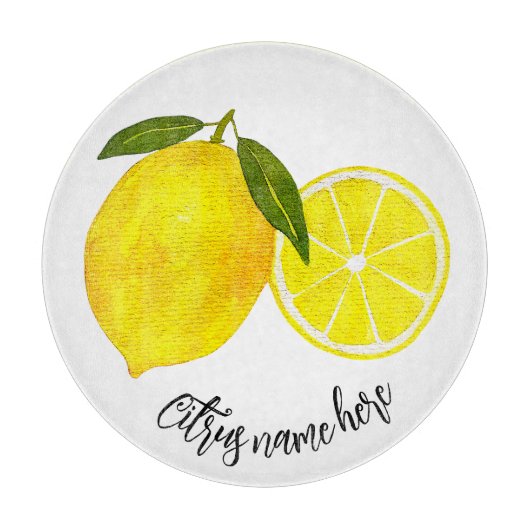 Planche À Découper Aquarelle Citron jaune (Devant)