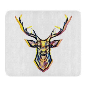 Planche À Découper Aquarelle colorée Deer Head Art
