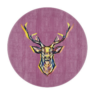Planche À Découper Aquarelle colorée Deer Head Art