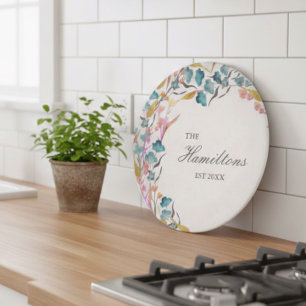 Planche À Découper Aquarelle colorée Fleur sauvage établi