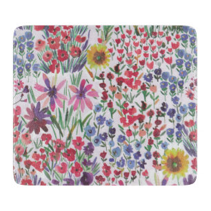 Planche À Découper Aquarelle colorée Jardin botanique floral