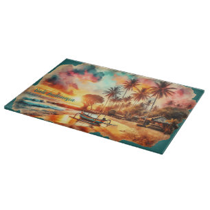 Planche À Découper Aquarelle Croquis Bali Indonésie Tropical