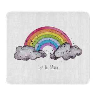 Planche À Découper Aquarelle Cute Arc-En-Ciel Et Nuages