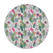 Planche À Découper Aquarelle de bois exotique Cactus et Motif succule (Devant)