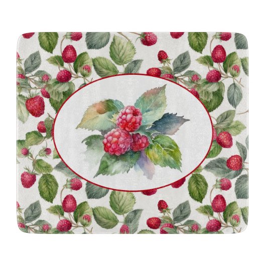 Planche À Découper Aquarelle de framboises mignonnes (Devant)