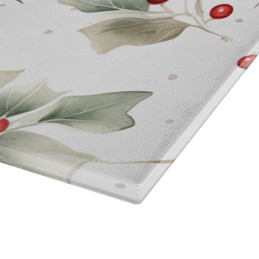 Planche À Découper Aquarelle de Green Holly et de Red Berries (Coin)