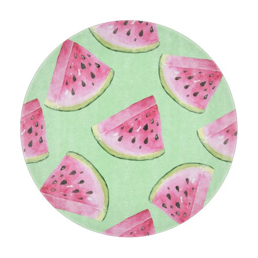Planche À Découper Aquarelle de pastèque, motif d'été sans soudure. (Devant)