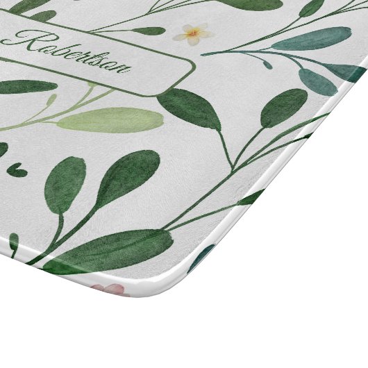 Planche À Découper Aquarelle de verdure avec nom (Coin)