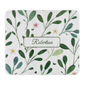 Planche À Découper Aquarelle de verdure avec nom (Devant)