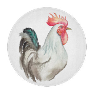 Planche À Découper Aquarelle dessinée à la main d'un coq