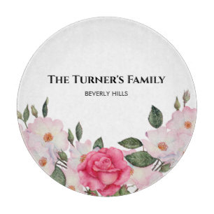 Planche À Découper Aquarelle Doux rose blanc Roses illustration