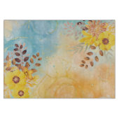 Planche À Découper Aquarelle en marbre bleu jaune (Devant)