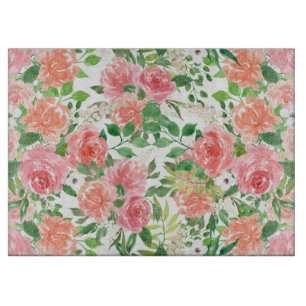 Planche À Découper aquarelle ferme jardin rose