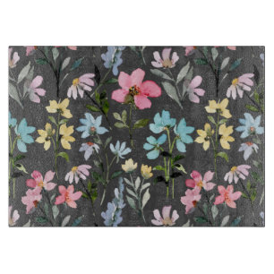 Planche À Découper Aquarelle Fleur coloré Vintage