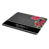 Planche À Découper Aquarelle Fleurs rouges et roses Gris noir (Coin)