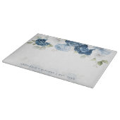 Planche À Découper Aquarelle Florale Bleu Blanc Botanique (Coin)