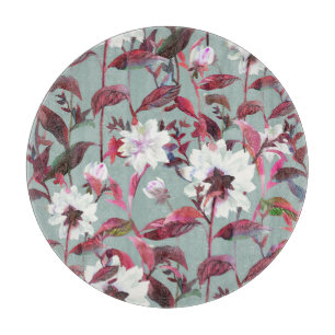 Planche À Découper Aquarelle Florale : Fleurs dessinées à la main.