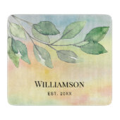 Planche À Découper Aquarelle Foliage Nom de famille (Devant)