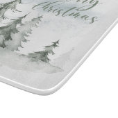 Planche À Découper Aquarelle Forêt de sapins rustiques hiver (Coin)